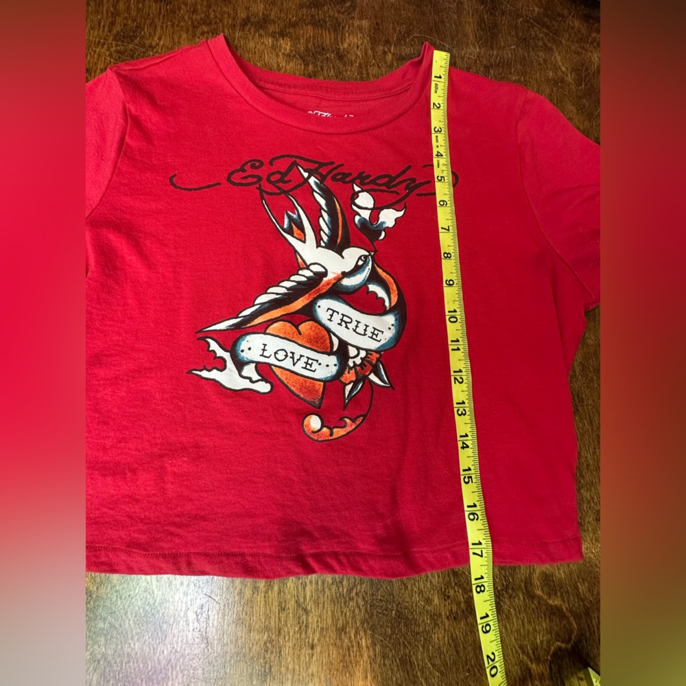 Ed Hardy True Love Swallow Graphic Crop Tee - Picture 12 of 13